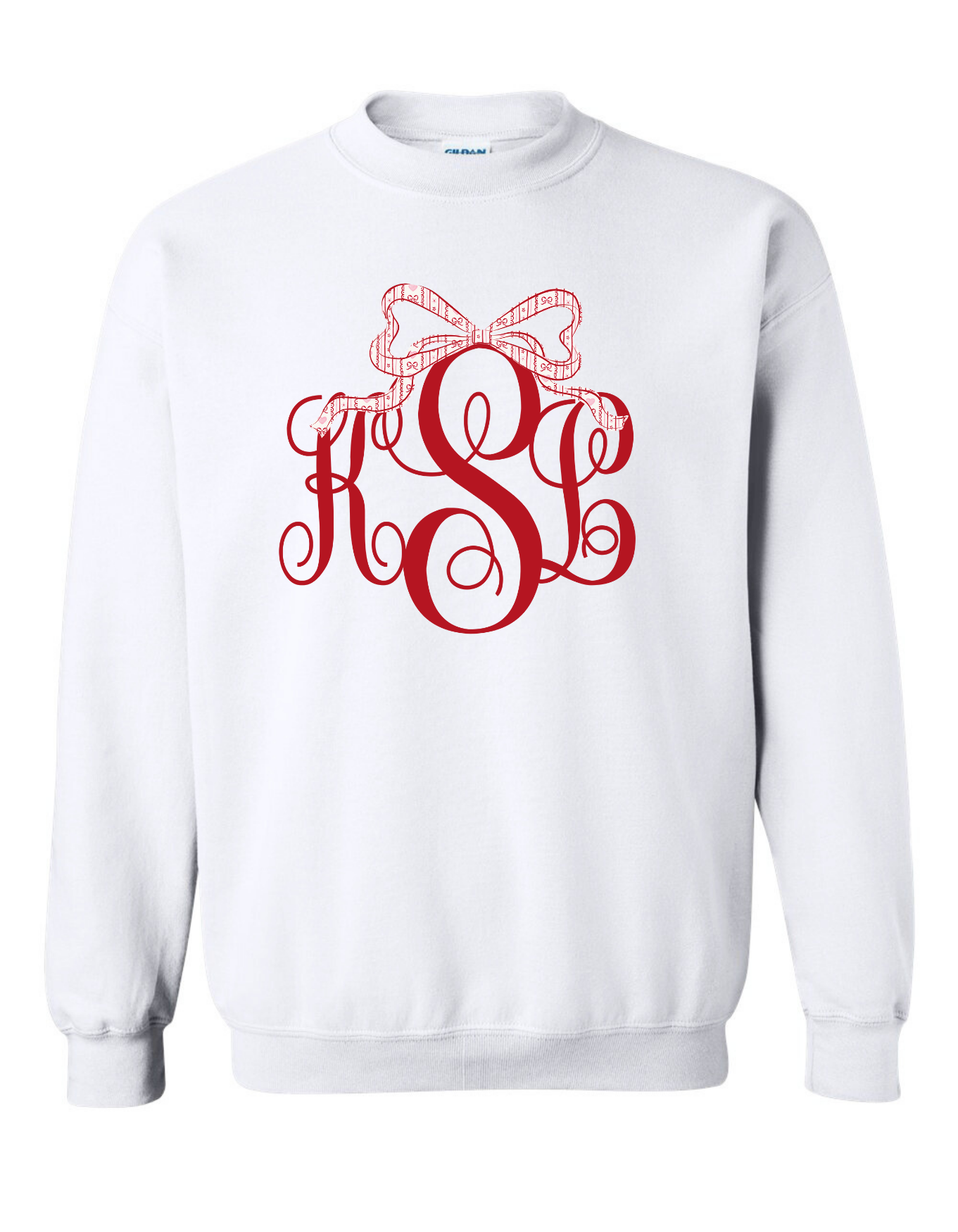 Heartfelt Bow Fancy Monogram Sweatshirt