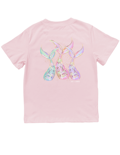 Jax and James Mermaid Tail Pocket Tee Light Pink Southern Lifestyle Apparel