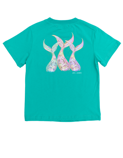 Jax and James Mermaid Tail Pocket Tee Teal Southern Lifestyle Apparel