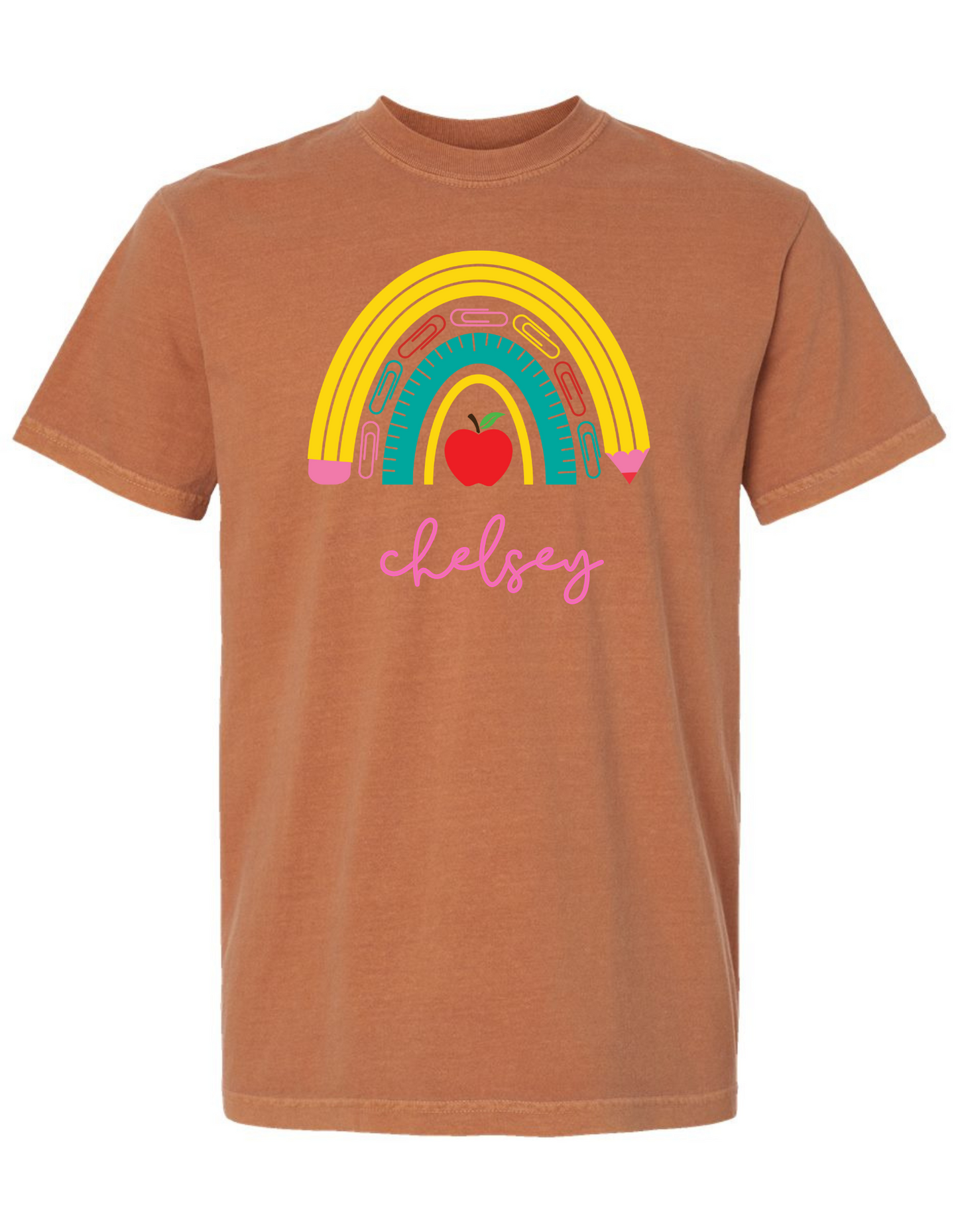 Pencil + Paper Clips Rainbow Comfort Color Tee