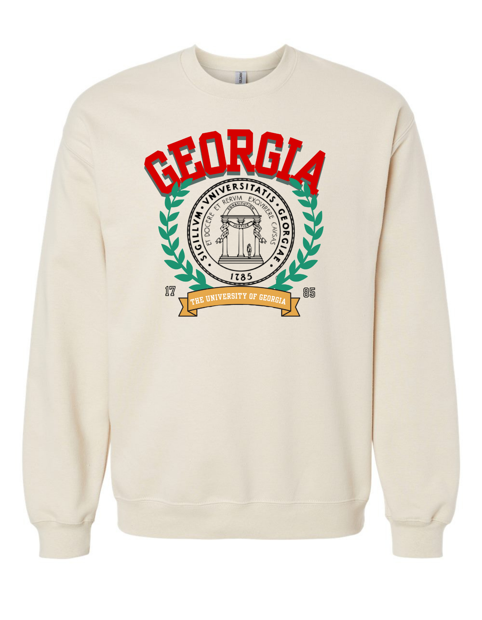 Jax and James Vintage Crest Sweatshirt Ivory Sweatshirt GA Southern Lifestyle Apparel