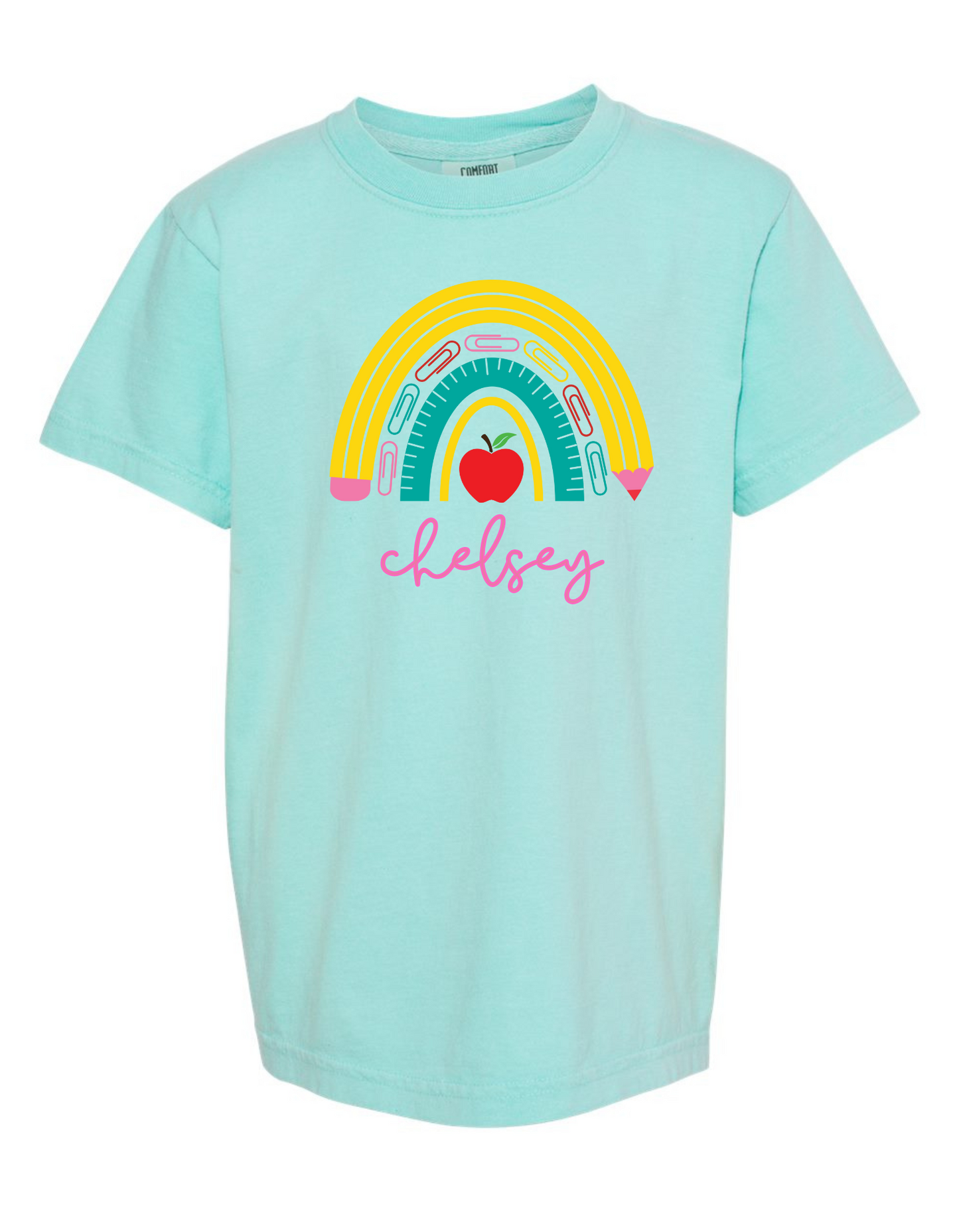 Pencil + Paper Clips Rainbow Comfort Color Tee