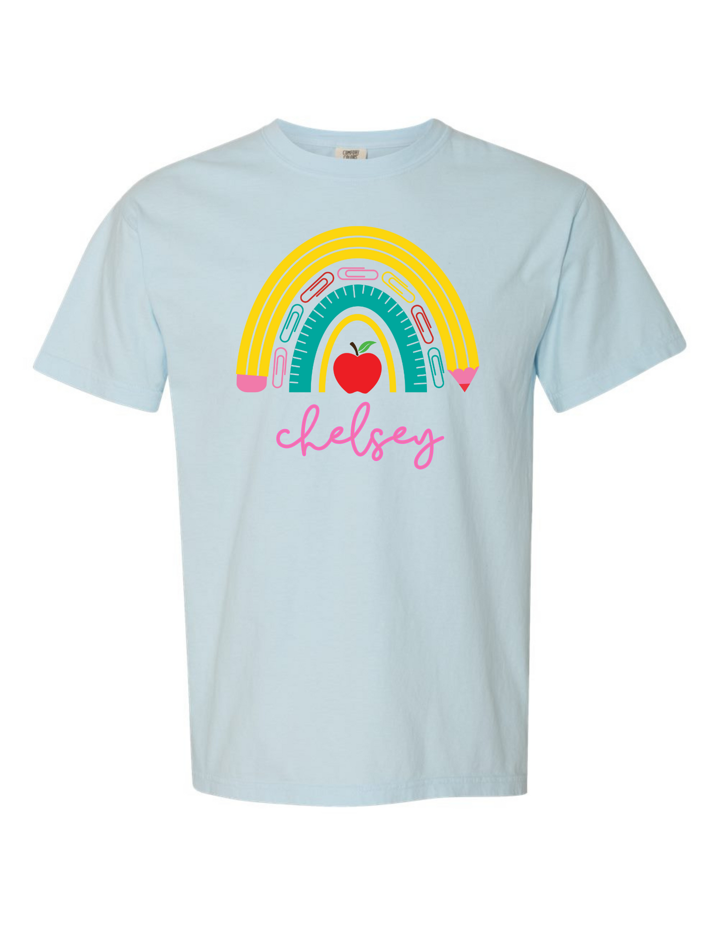 Pencil + Paper Clips Rainbow Comfort Color Tee