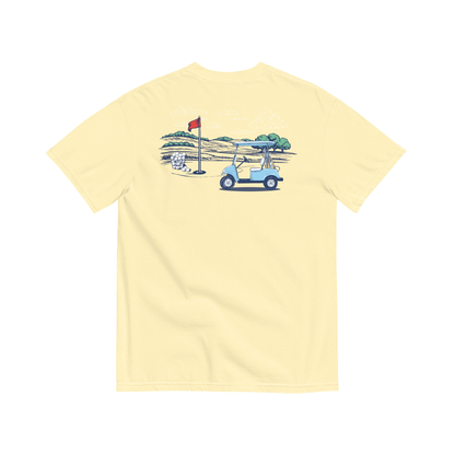 Jax and James Golf Days Pocket Tee Light Yellow Southern Lifestyle Apparel