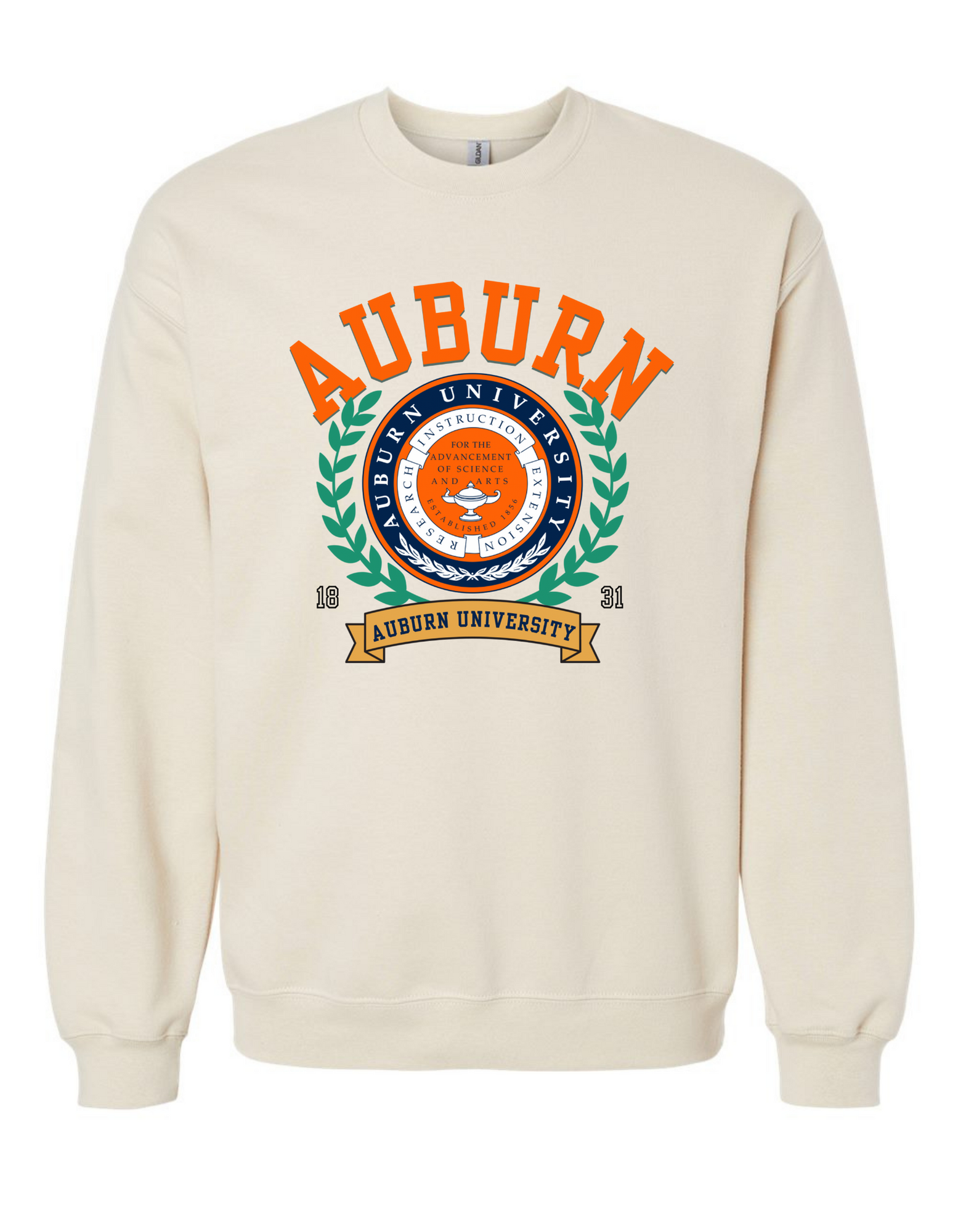 Jax and James Vintage Crest Sweatshirt Ivory Sweatshirt AUB Southern Lifestyle Apparel
