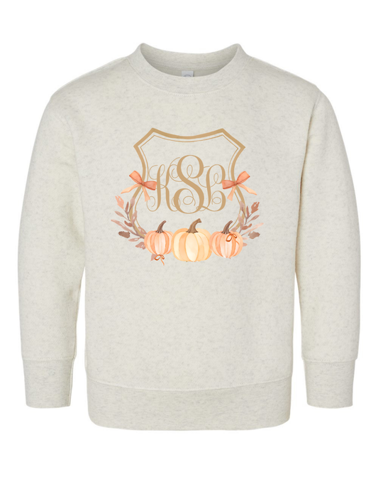 Boys + Girls Fall Pumpkins Crest Sweatshirt