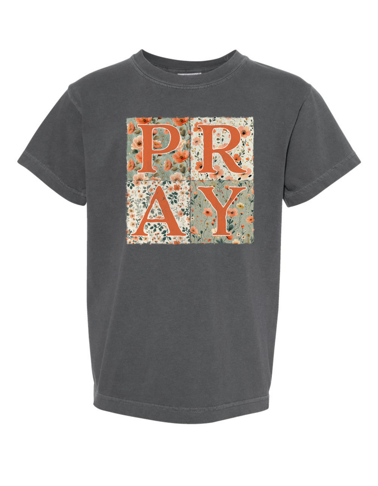 PRAY Floral Patchwork Comfort Color Tee