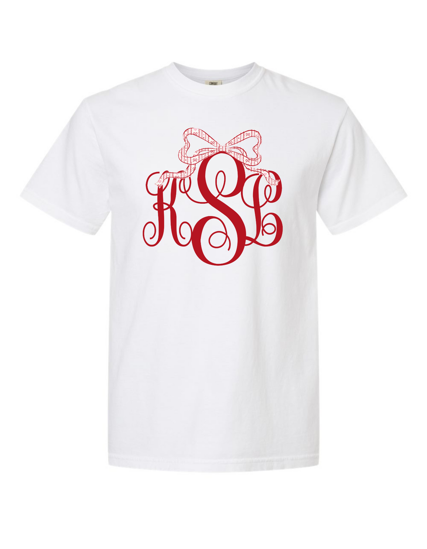 Heartfelt Bow Fancy Monogram Comfort Color Tee