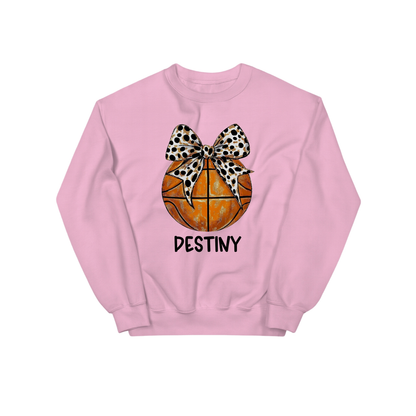 Basketball Bow Graphic Sweatshirt (Optional Personalization)