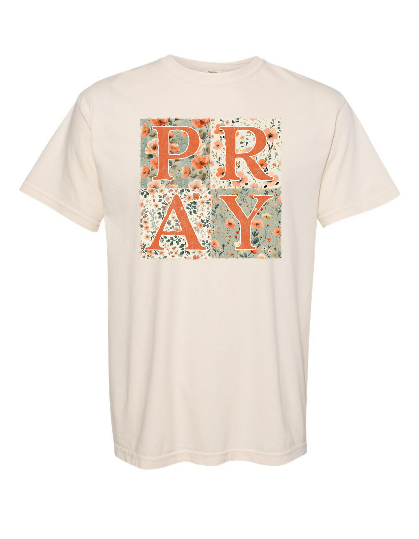 PRAY Floral Patchwork Comfort Color Tee