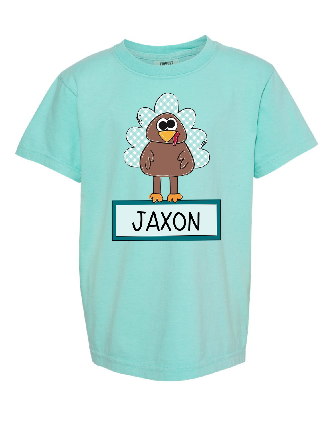 Boy + Girl Mint Turkey Comfort Color Tee