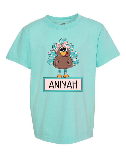 Boy + Girl Mint Turkey Comfort Color Tee