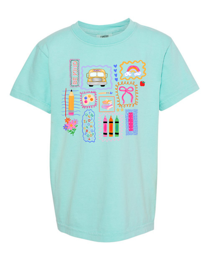 Jax and James Back to School Stamp Comfort Color Tee Chalky Mint Southern Lifestyle Apparel