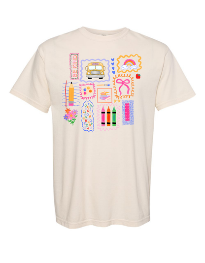 Jax and James Back to School Stamp Comfort Color Tee Ivory Southern Lifestyle Apparel