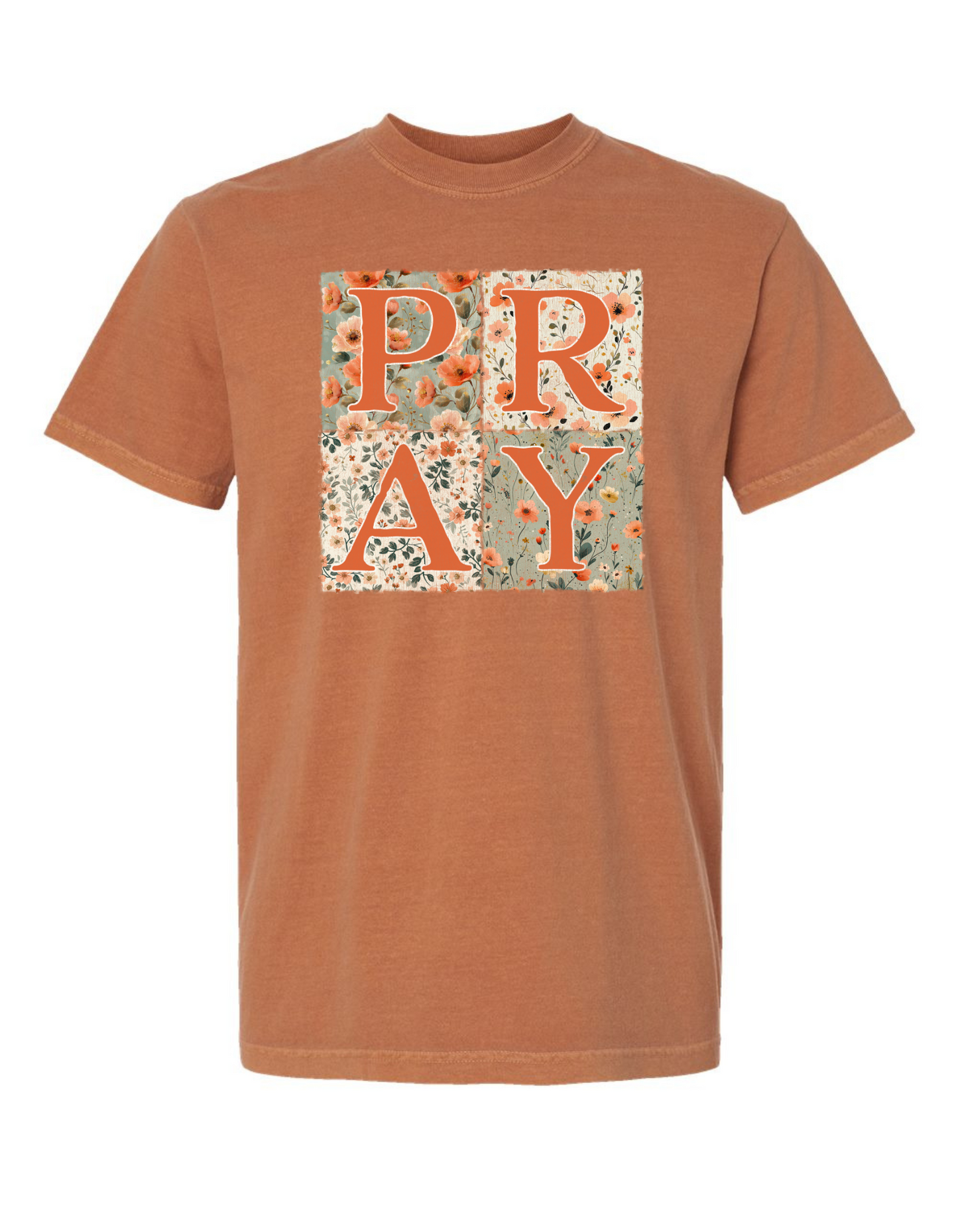 PRAY Floral Patchwork Comfort Color Tee