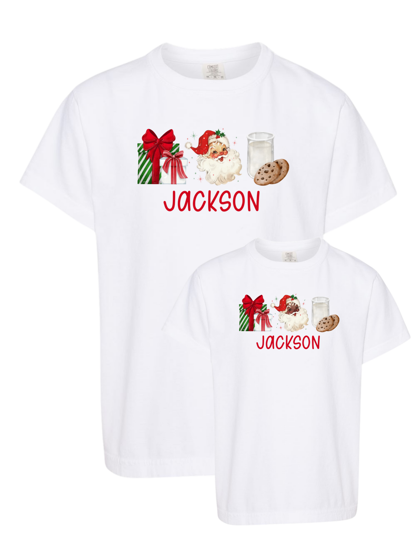 Red Santa's Milk & Cookies Comfort Colors Tee