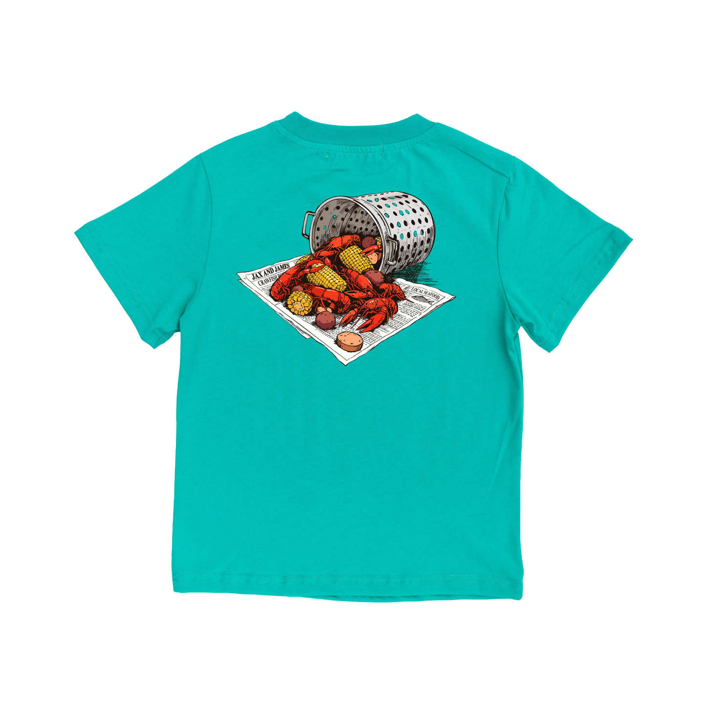 Jax and James Southern Crawfish Boil Tee Island Green Pocket Southern Lifestyle Apparel