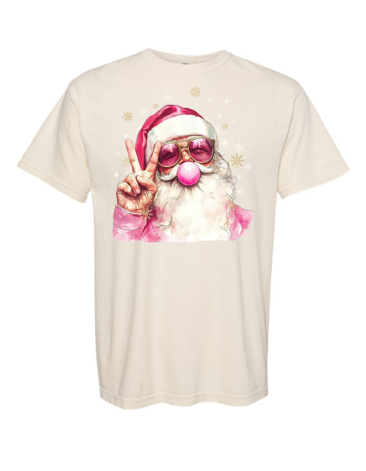 Trendy Bubble Gum Santa Comfort Color Tee