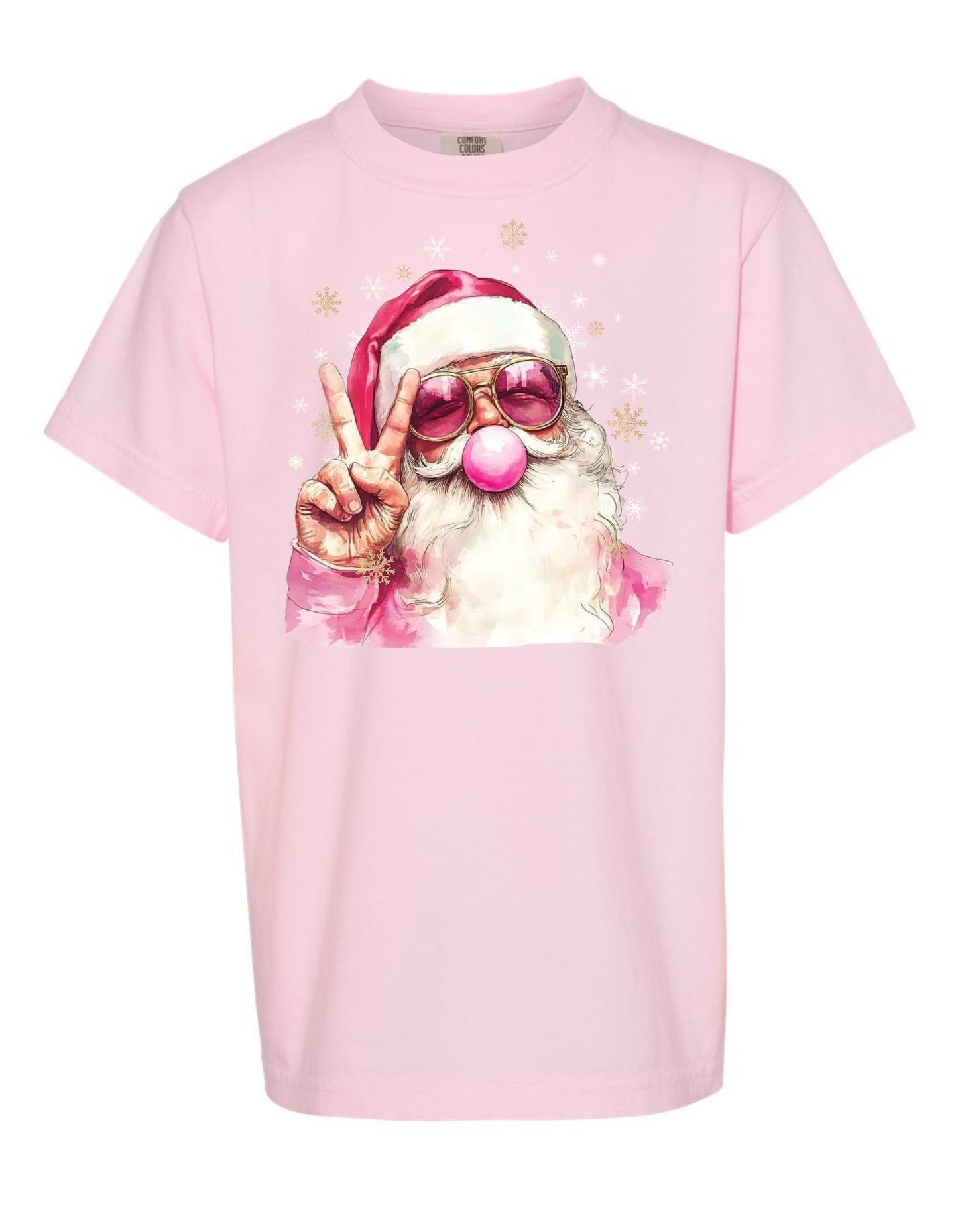 Trendy Bubble Gum Santa Comfort Color Tee