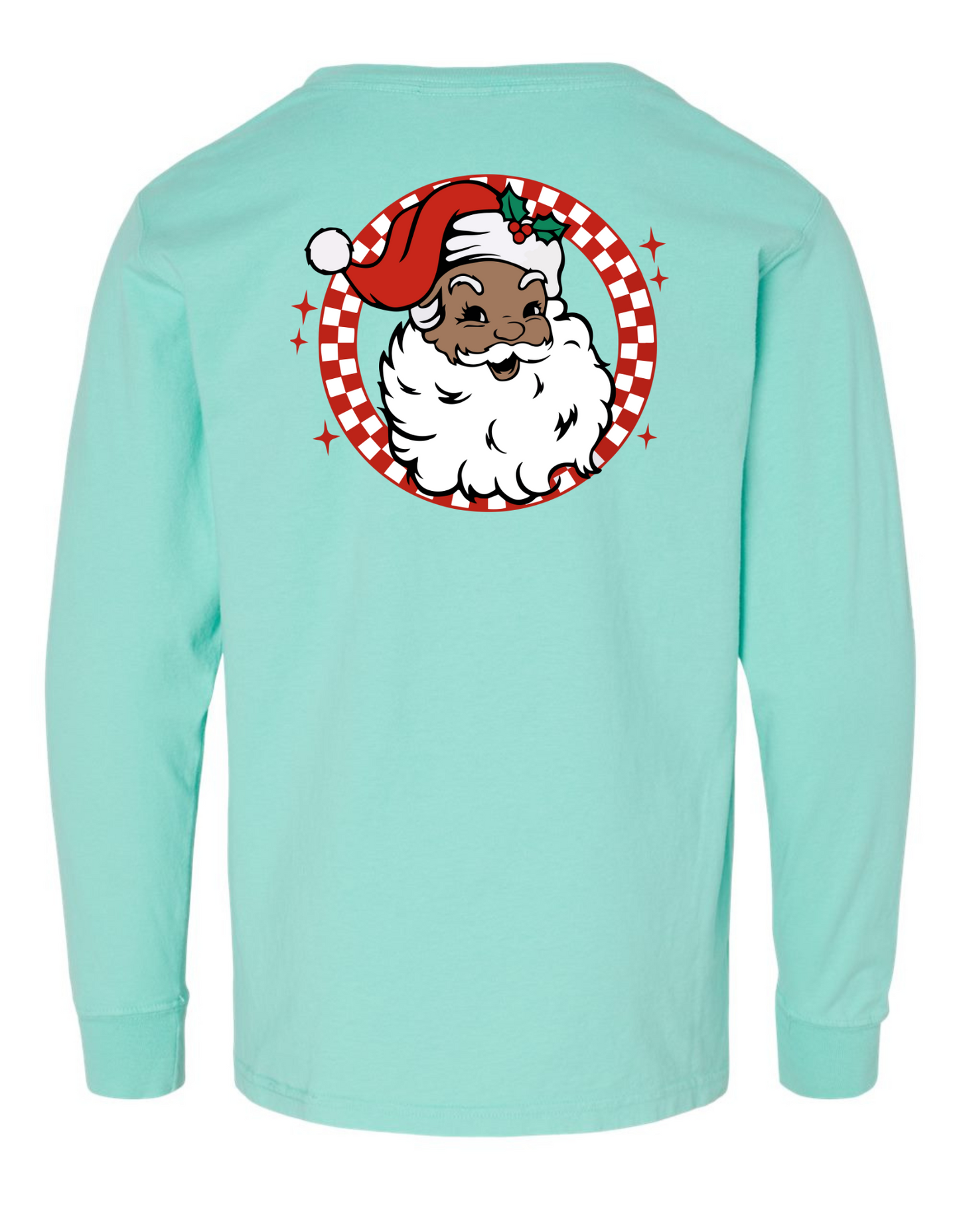 Retro Brown + White Santa Long Sleeve Comfort Color Tee