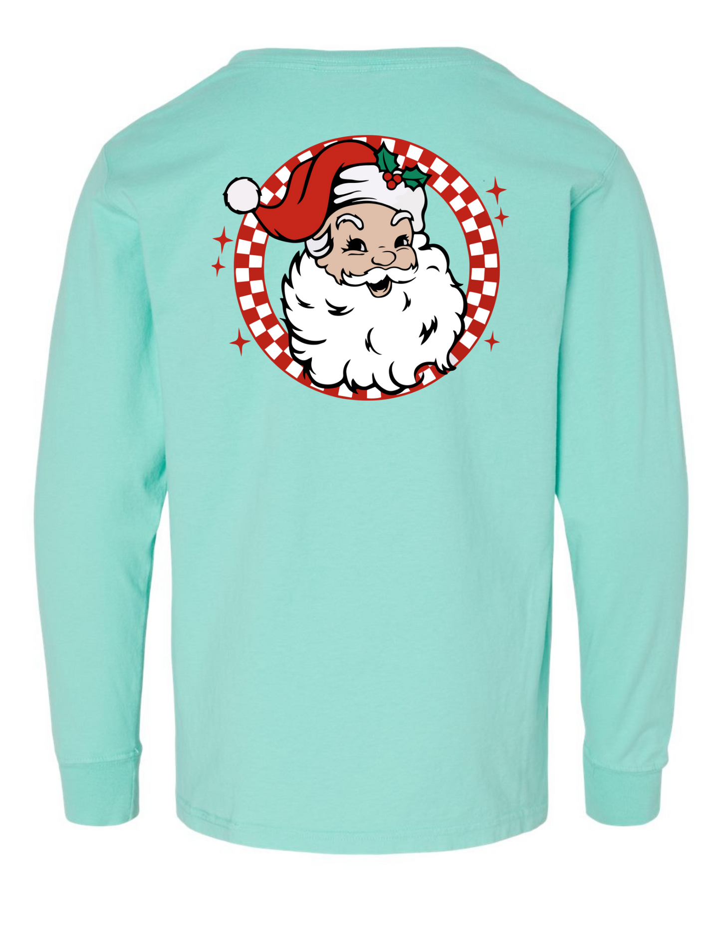 Retro Brown + White Santa Long Sleeve Comfort Color Tee