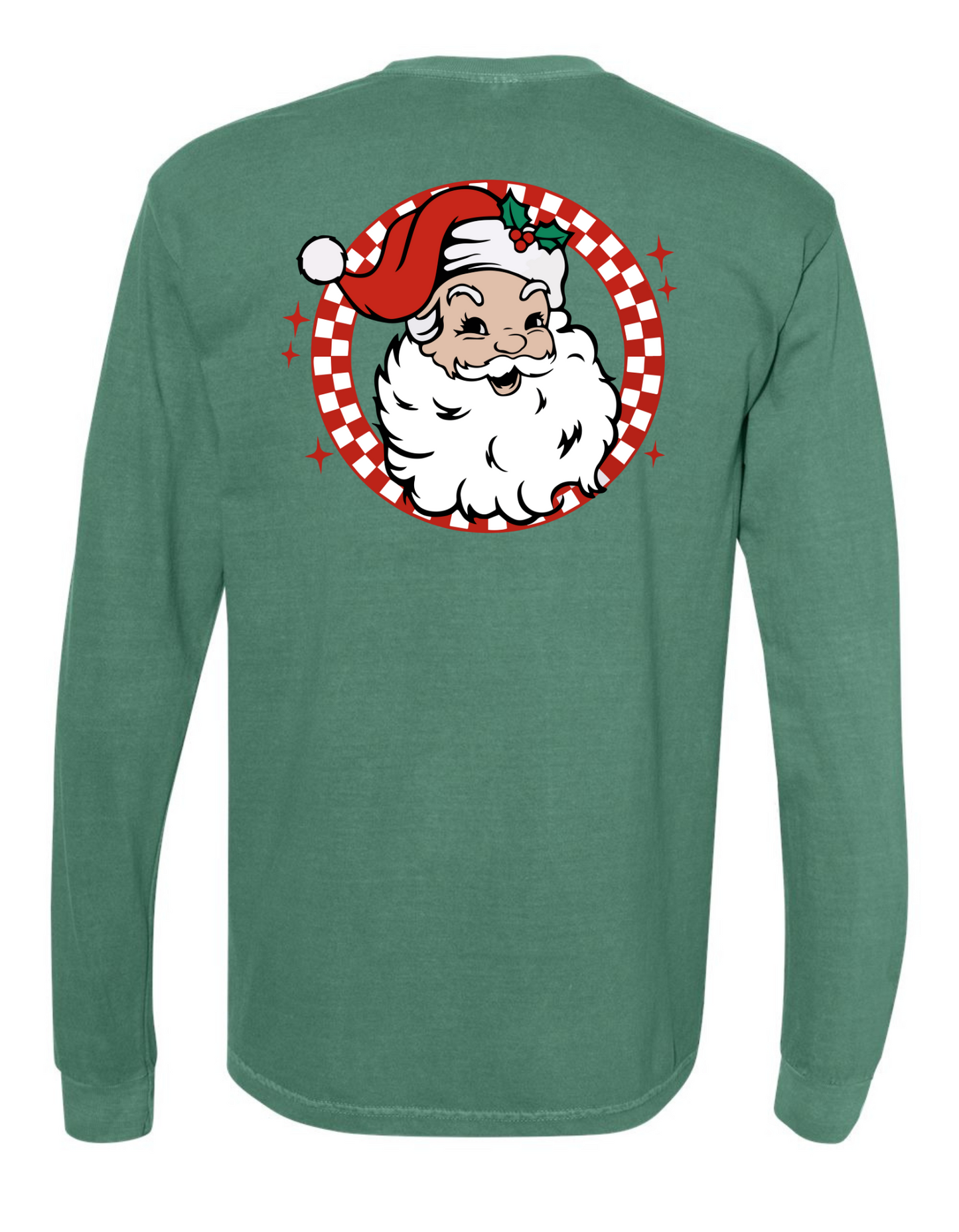 Retro Brown + White Santa Long Sleeve Comfort Color Tee