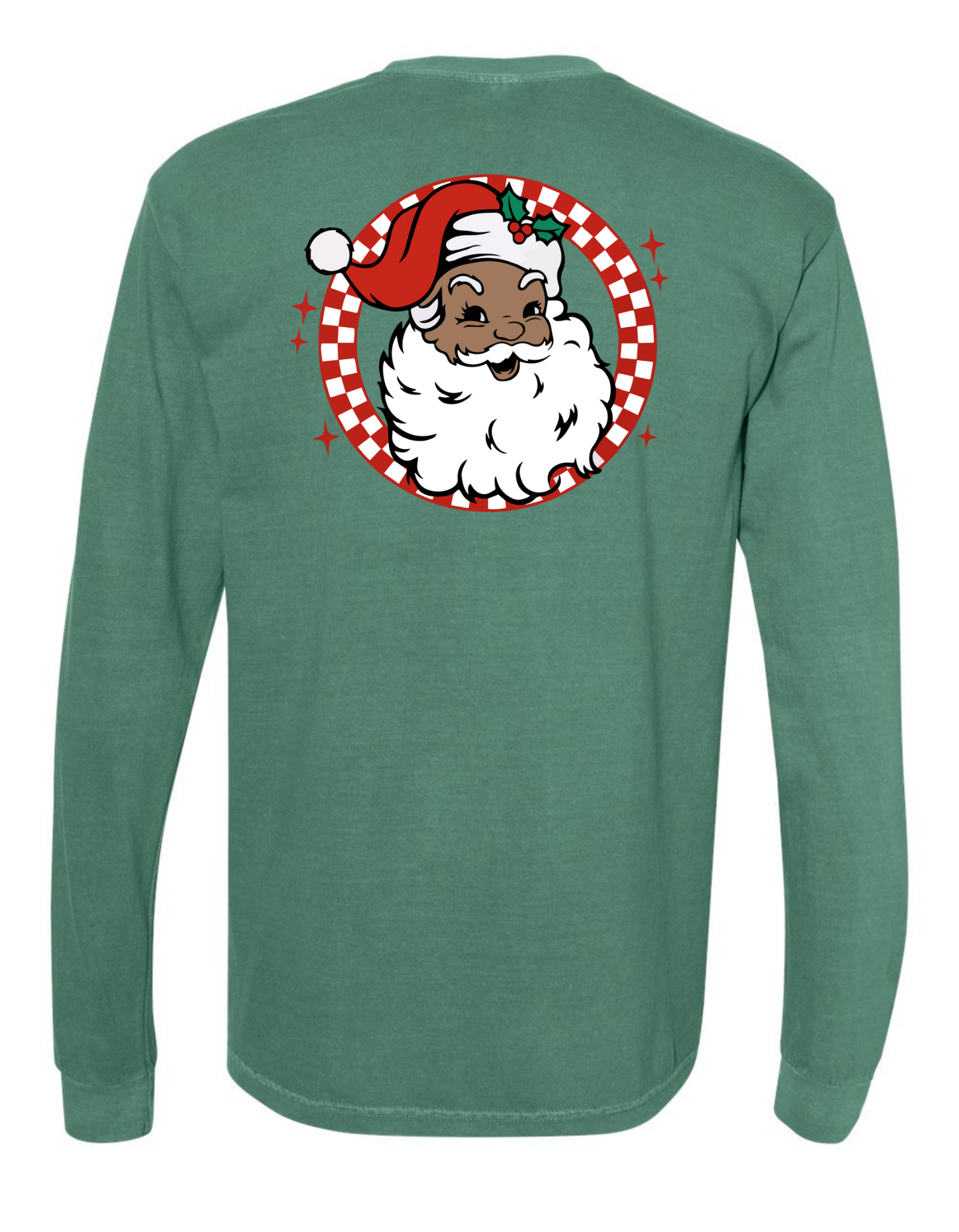 Retro Brown + White Santa Long Sleeve Comfort Color Tee