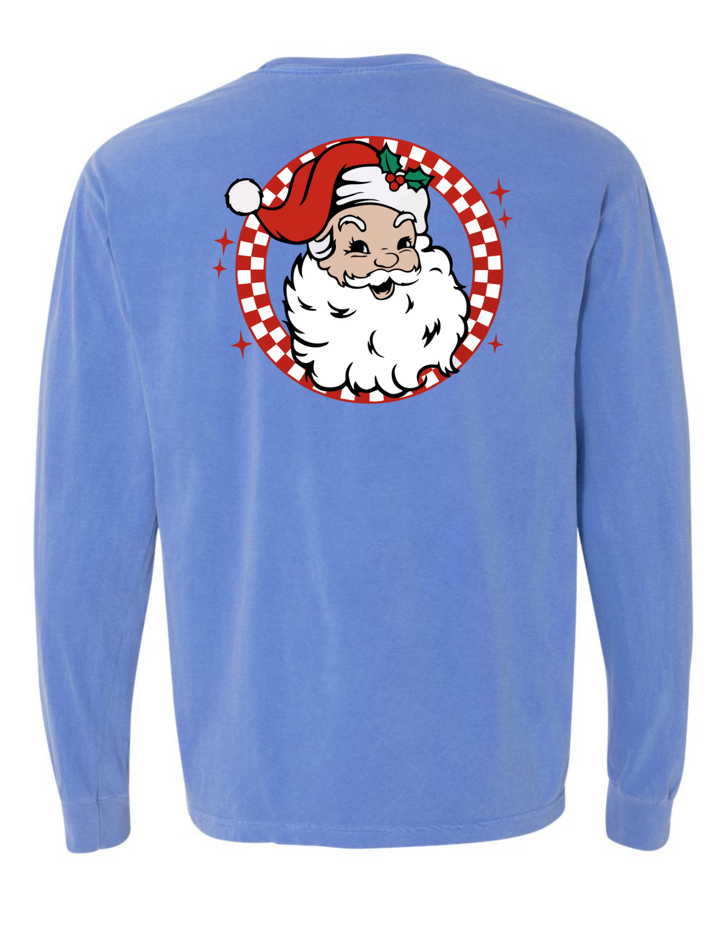 Retro Brown + White Santa Long Sleeve Comfort Color Tee