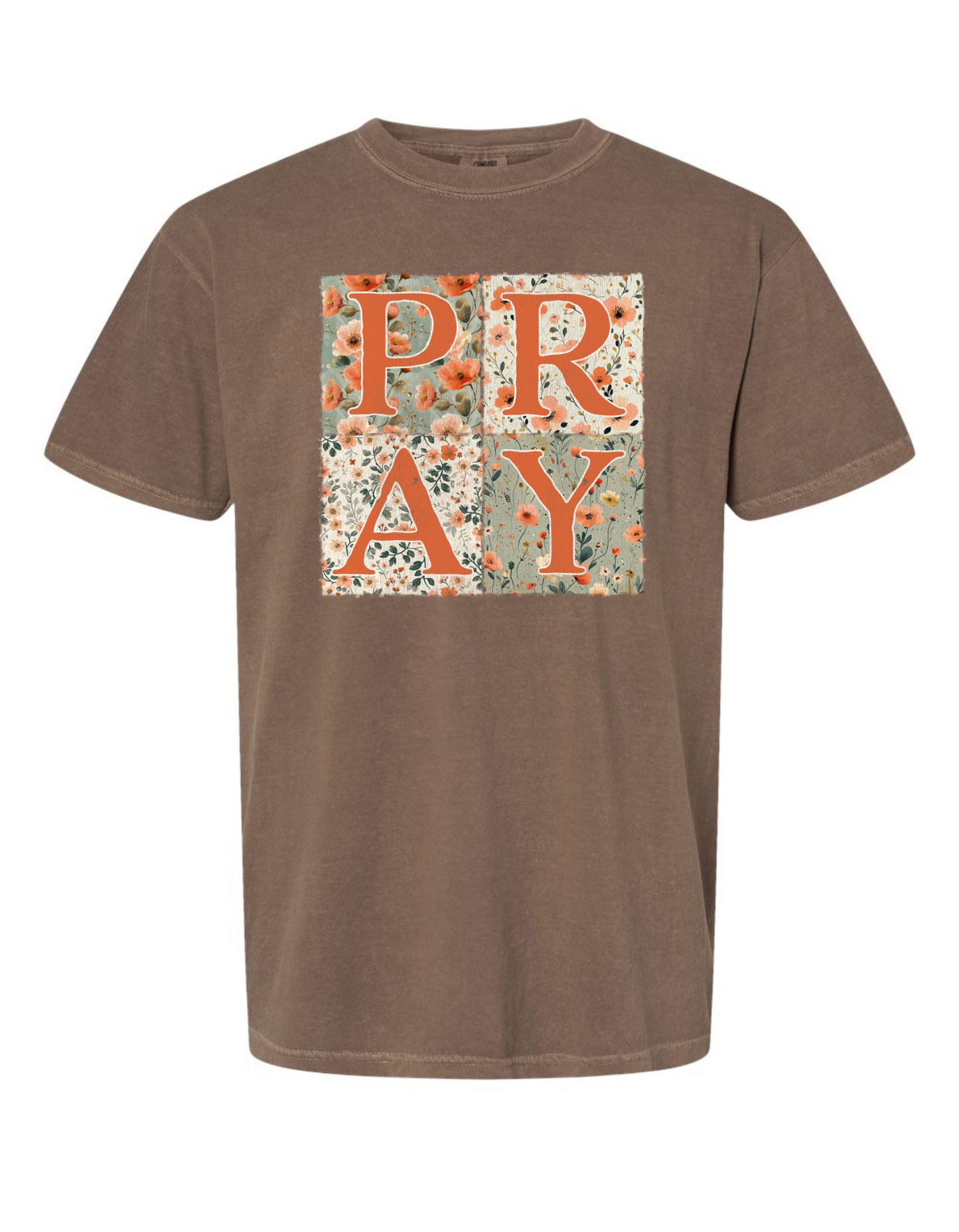 PRAY Floral Patchwork Comfort Color Tee