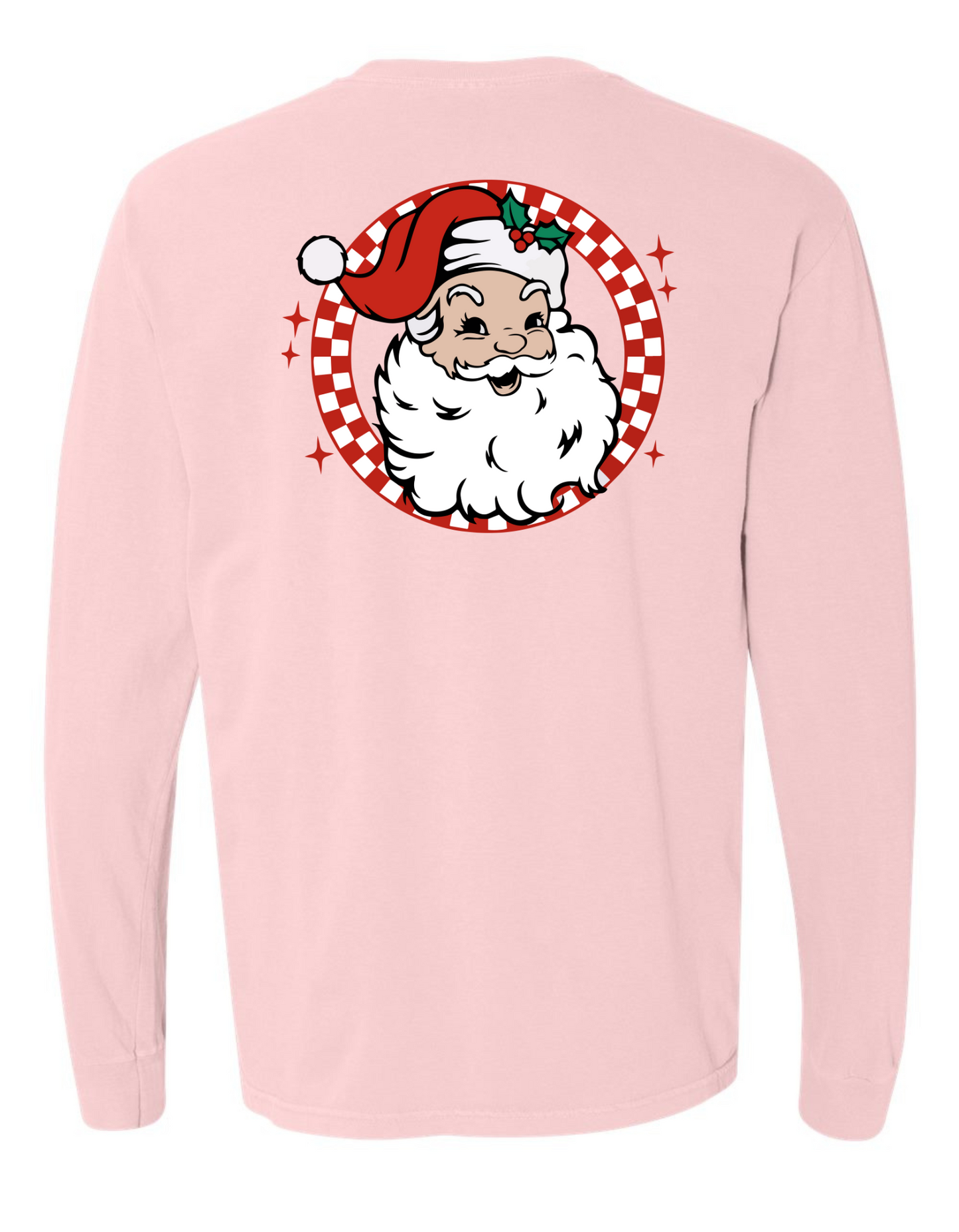 Retro Brown + White Santa Long Sleeve Comfort Color Tee