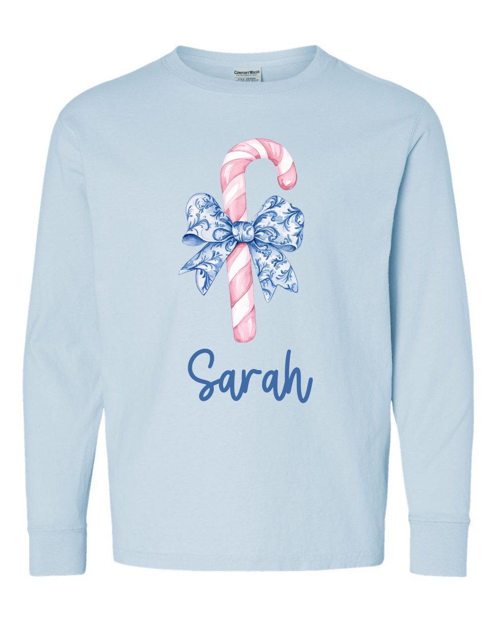 Chinoiserie Candy Cane Long Sleeve Comfort Colors + ComfortWash Tee