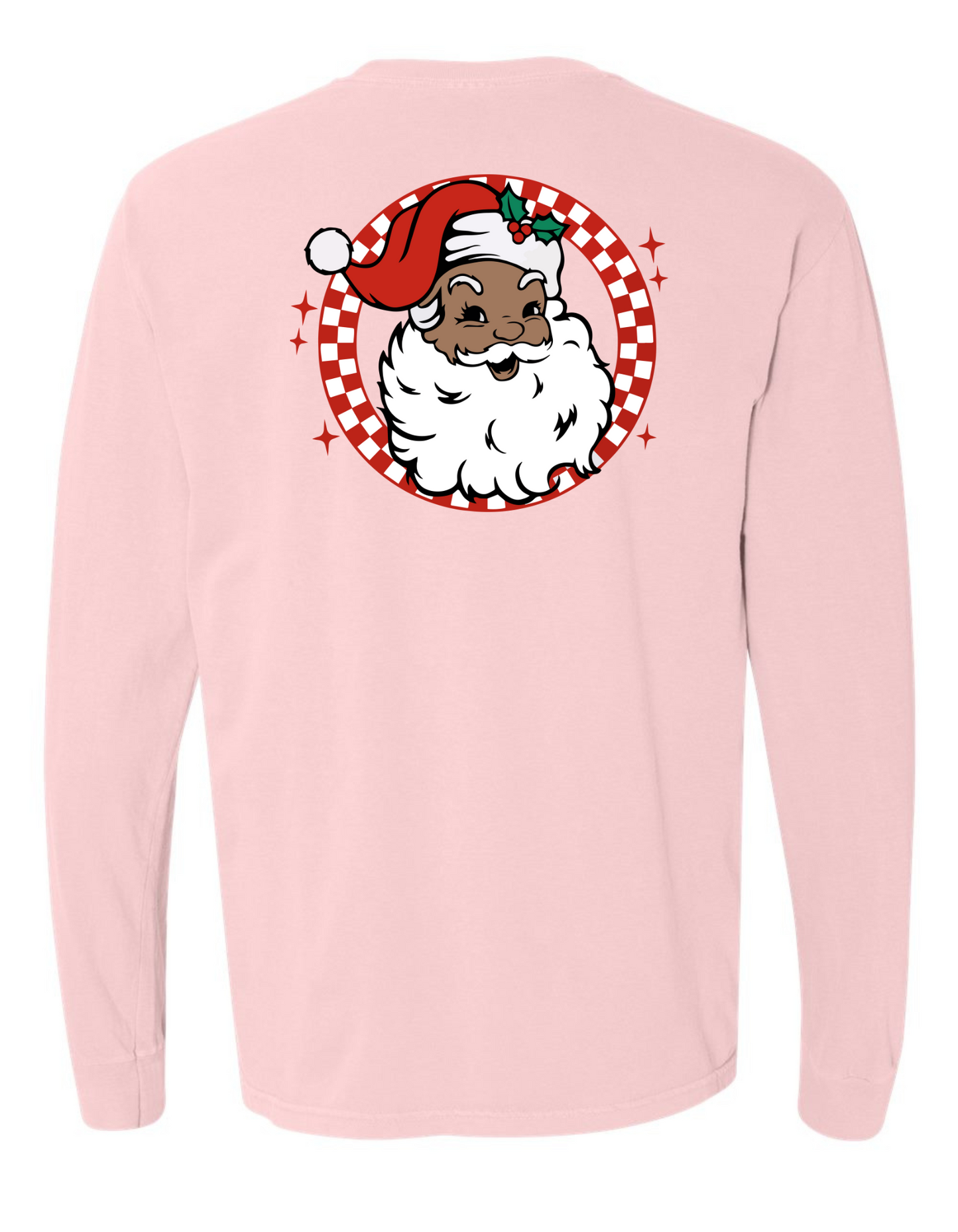 Retro Brown + White Santa Long Sleeve Comfort Color Tee