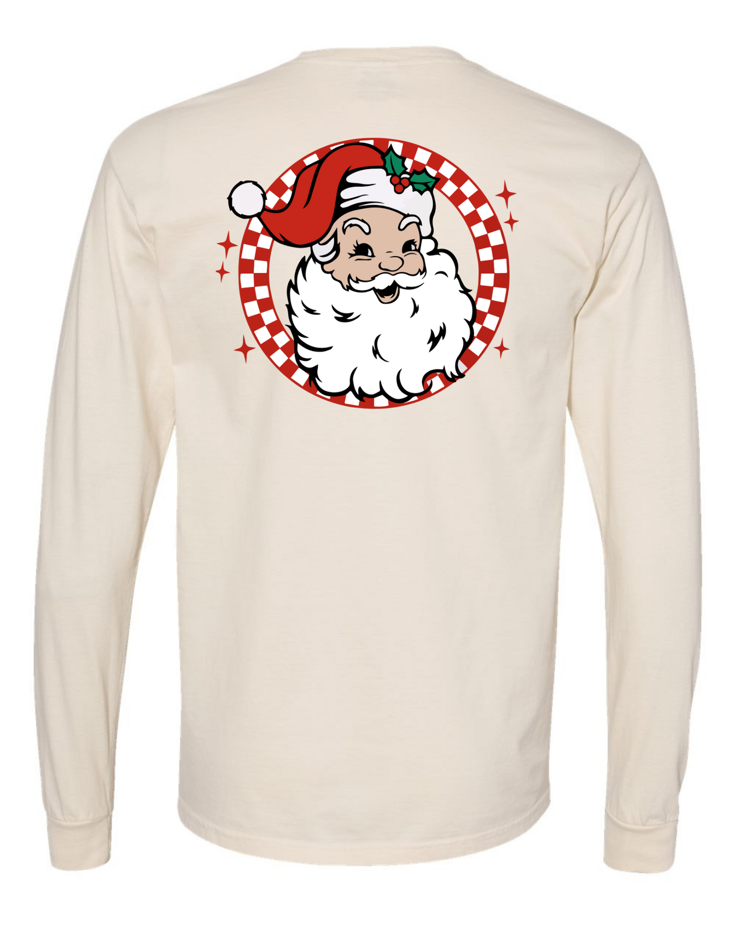 Retro Brown + White Santa Long Sleeve Comfort Color Tee