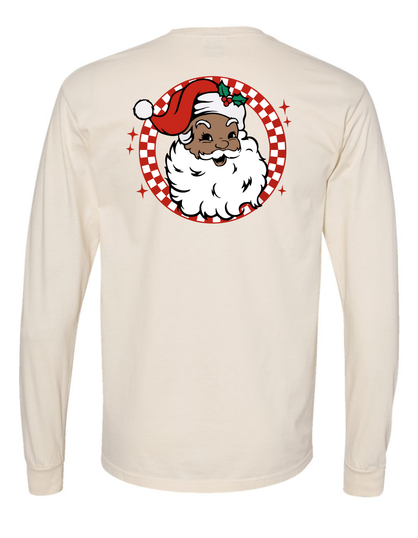 Retro Brown + White Santa Long Sleeve Comfort Color Tee