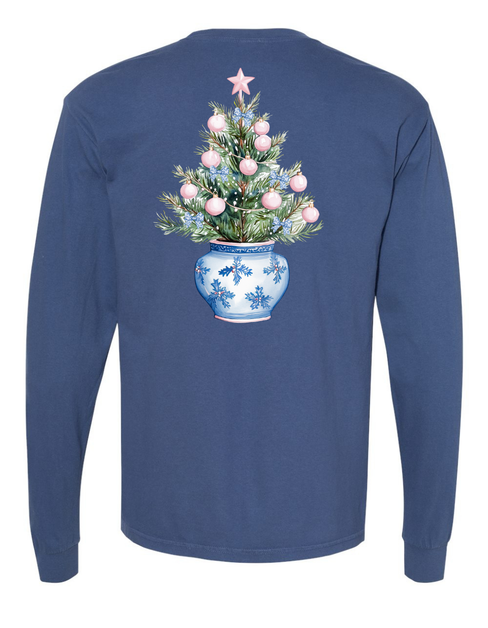 Chinoiserie Christmas Tree Long Sleeve Comfort Colors + ComfortWash Tee