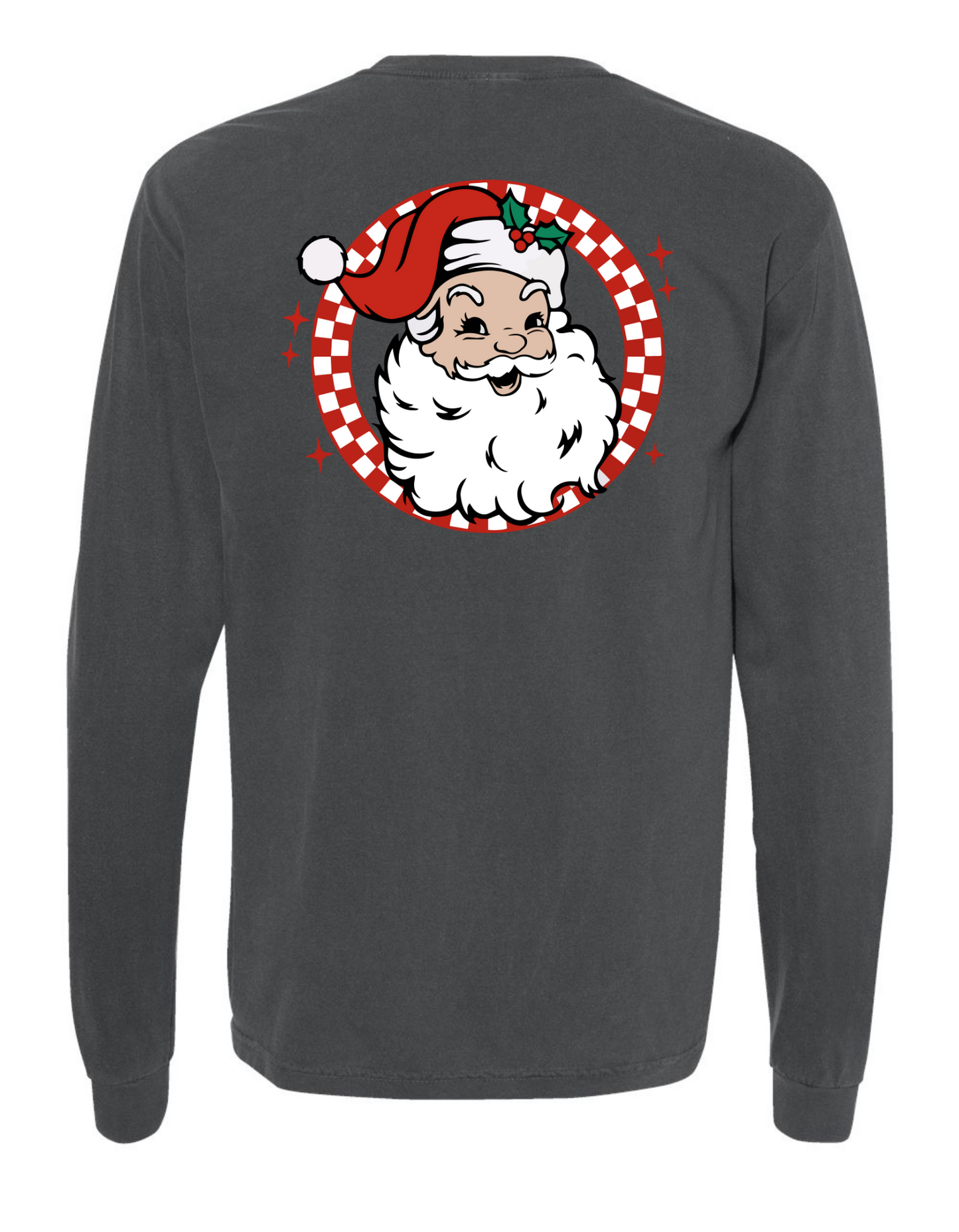 Retro Brown + White Santa Long Sleeve Comfort Color Tee