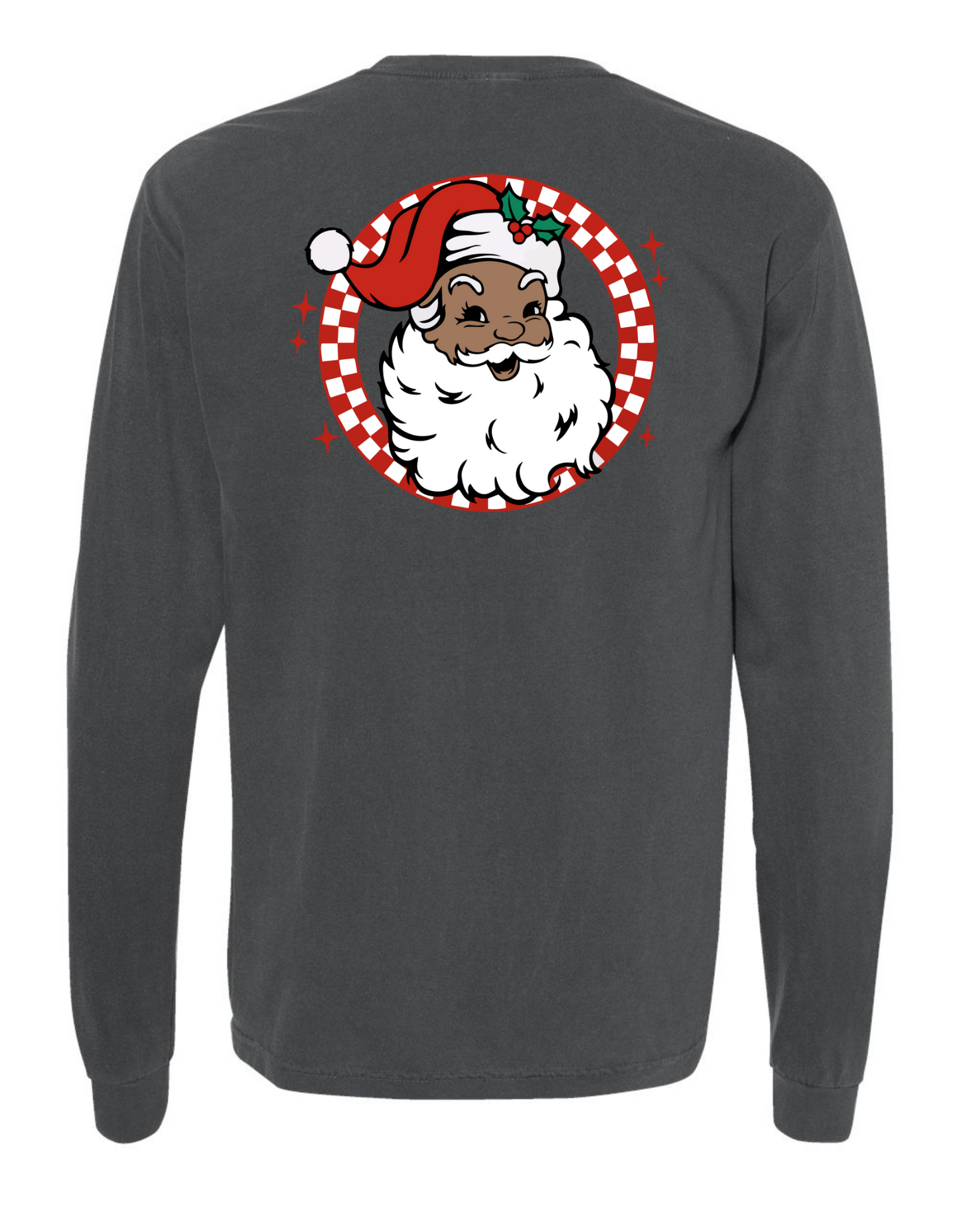 Retro Brown + White Santa Long Sleeve Comfort Color Tee