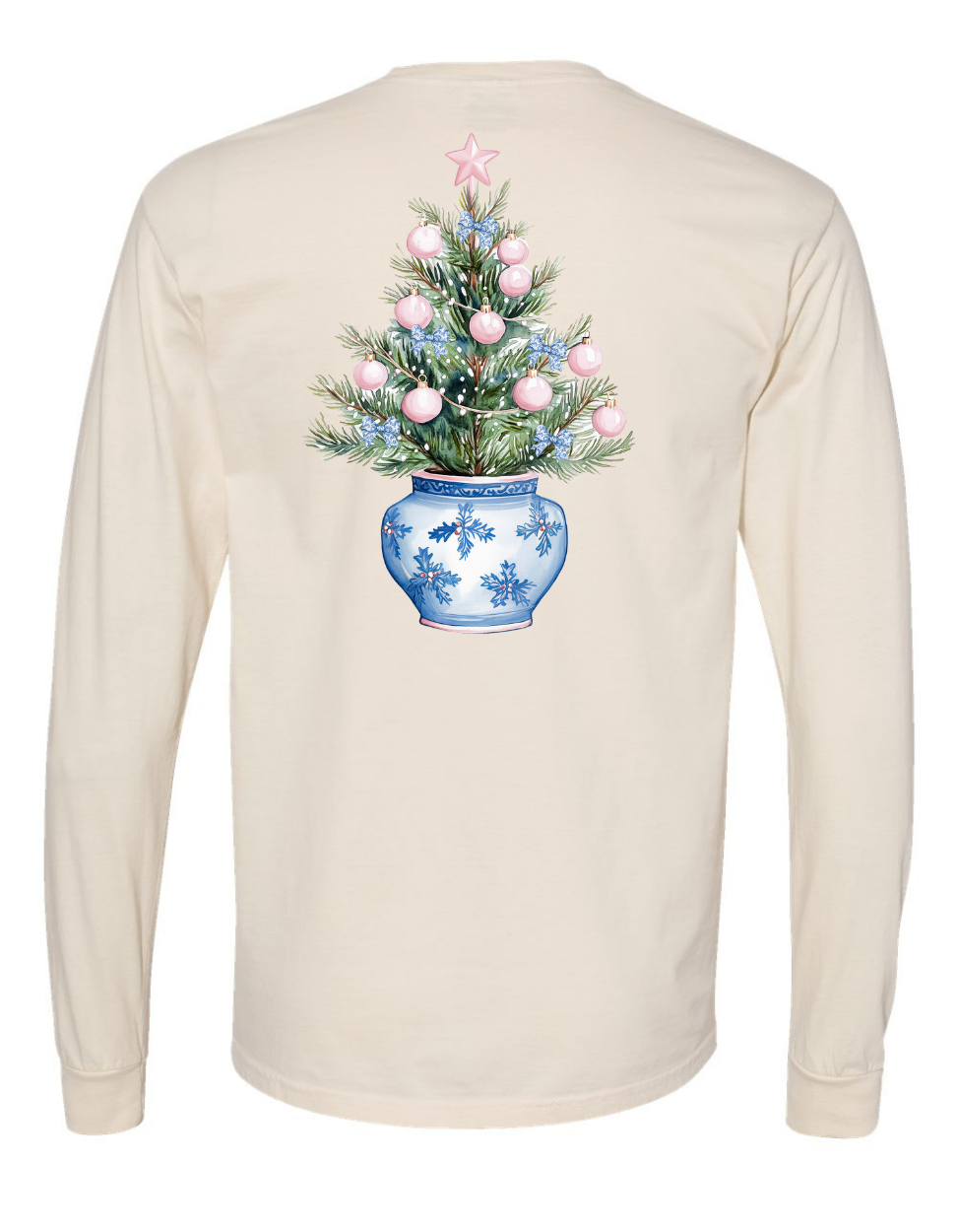 Chinoiserie Christmas Tree Long Sleeve Comfort Colors + ComfortWash Tee