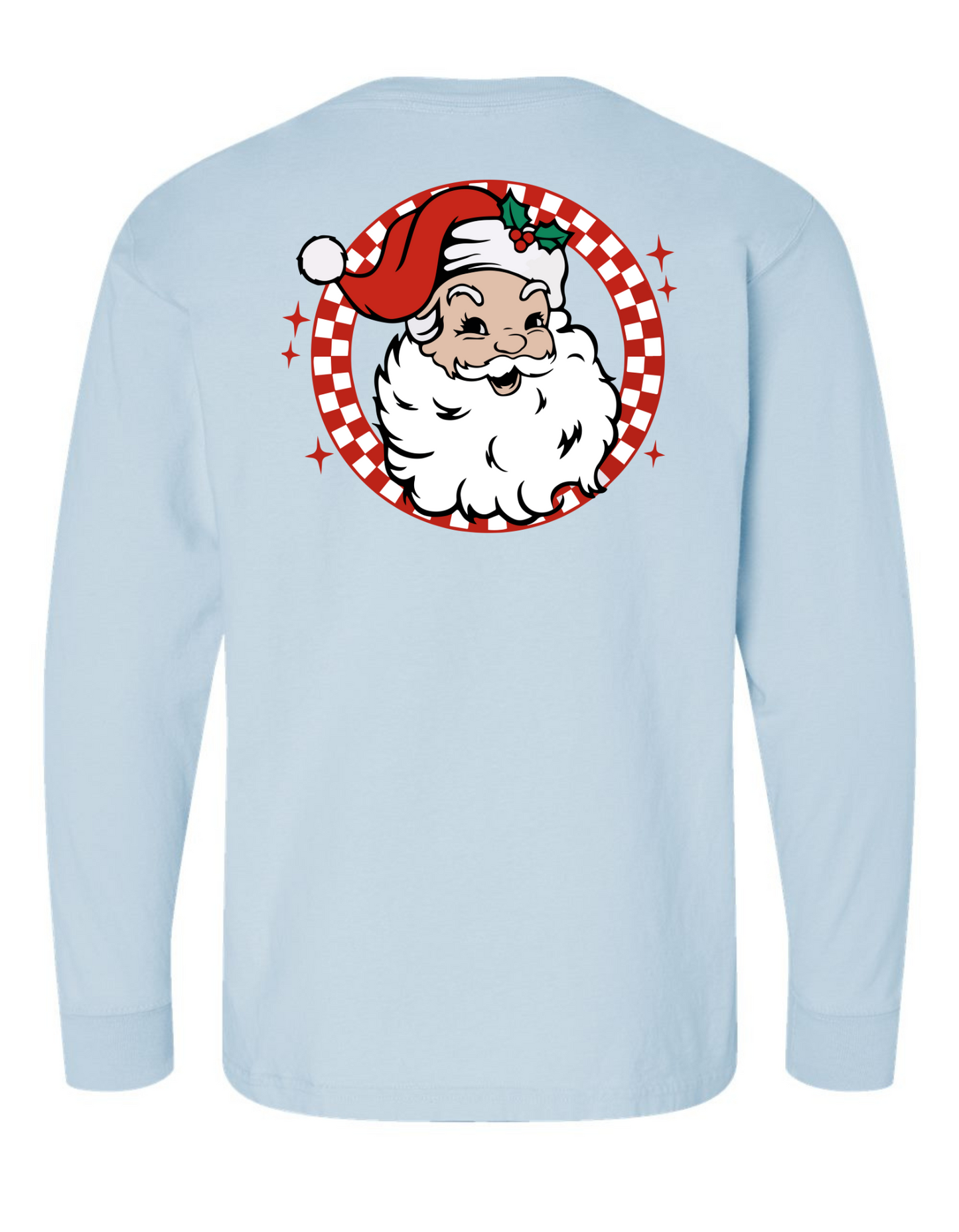 Retro Brown + White Santa Long Sleeve Comfort Color Tee