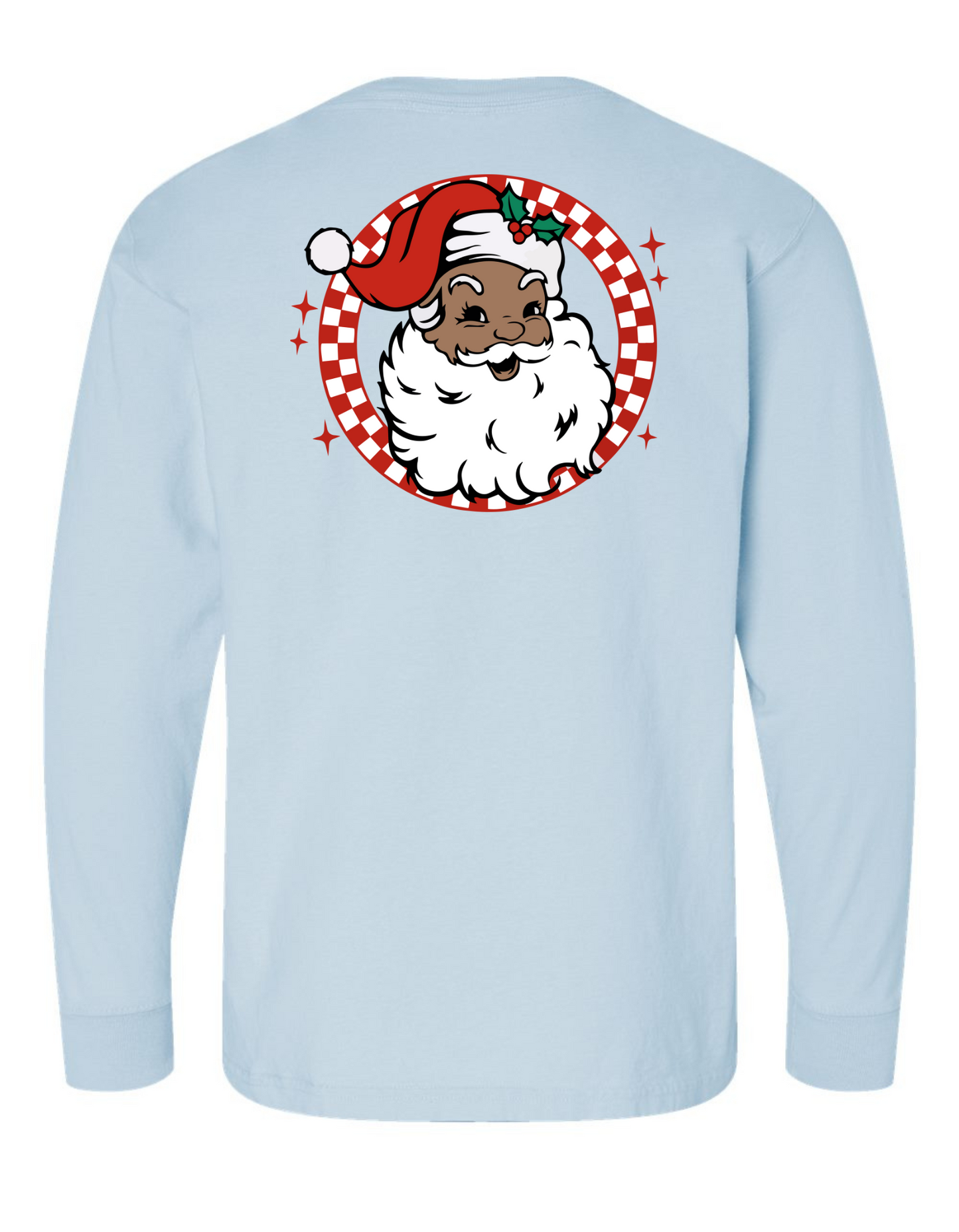 Retro Brown + White Santa Long Sleeve Comfort Color Tee