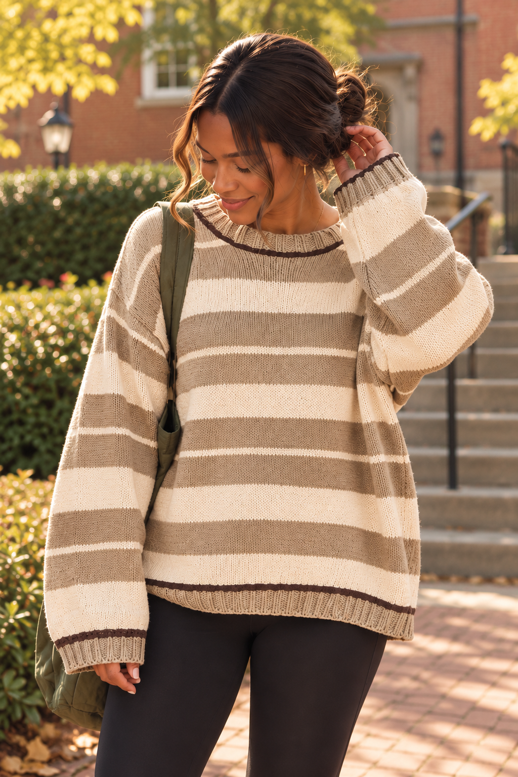 Oversized Striped Crew Neck Sweater