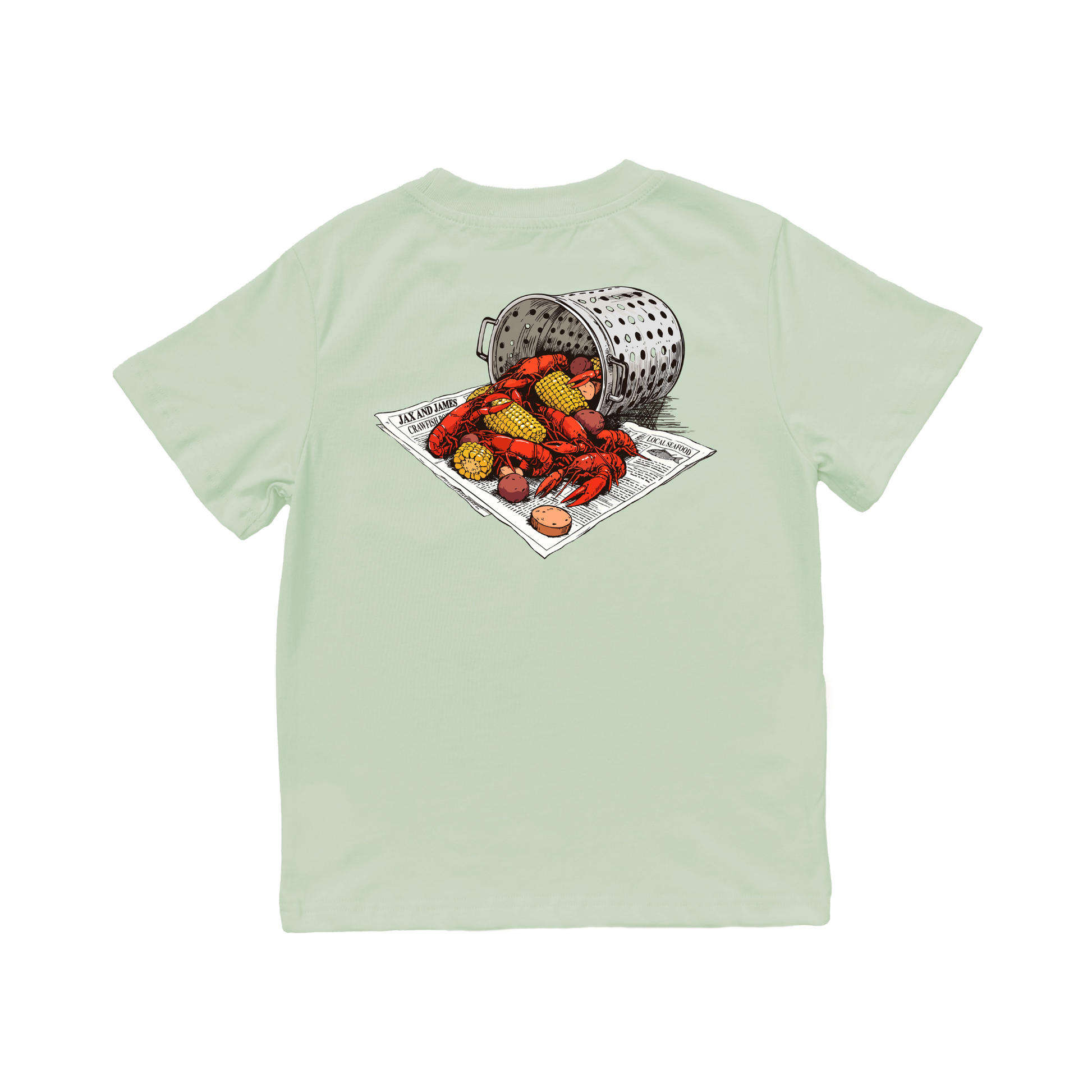 Jax and James Southern Crawfish Boil Tee Sage Pocket Southern Lifestyle Apparel