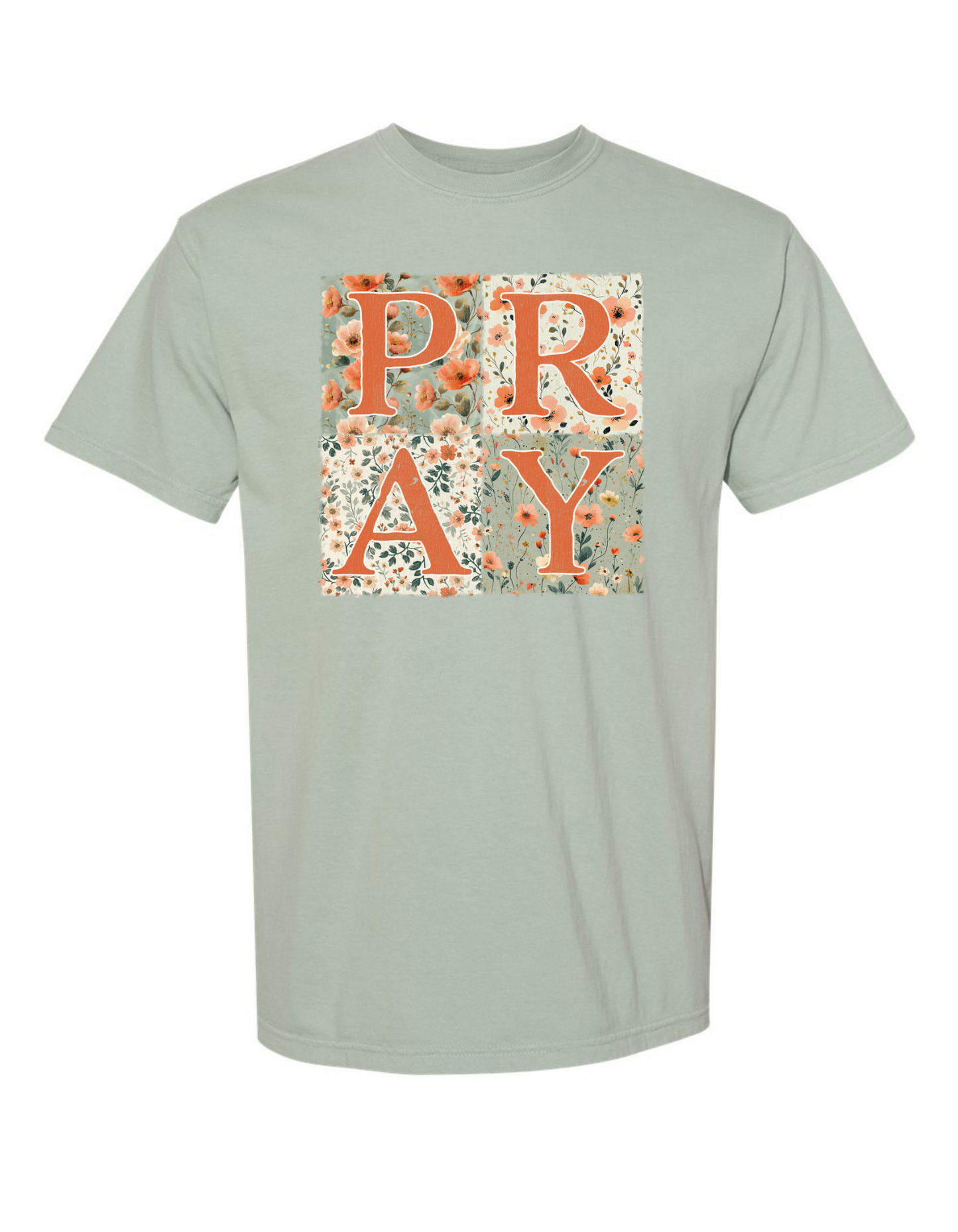 PRAY Floral Patchwork Comfort Color Tee