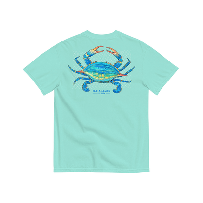 Jax and James Blue Crab Tee Chalky Mint Southern Lifestyle Apparel