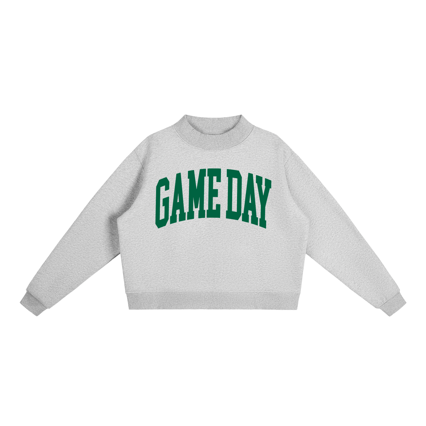 Game Day Mock Neck Sweatshirt in Heather Grey with Green artwork