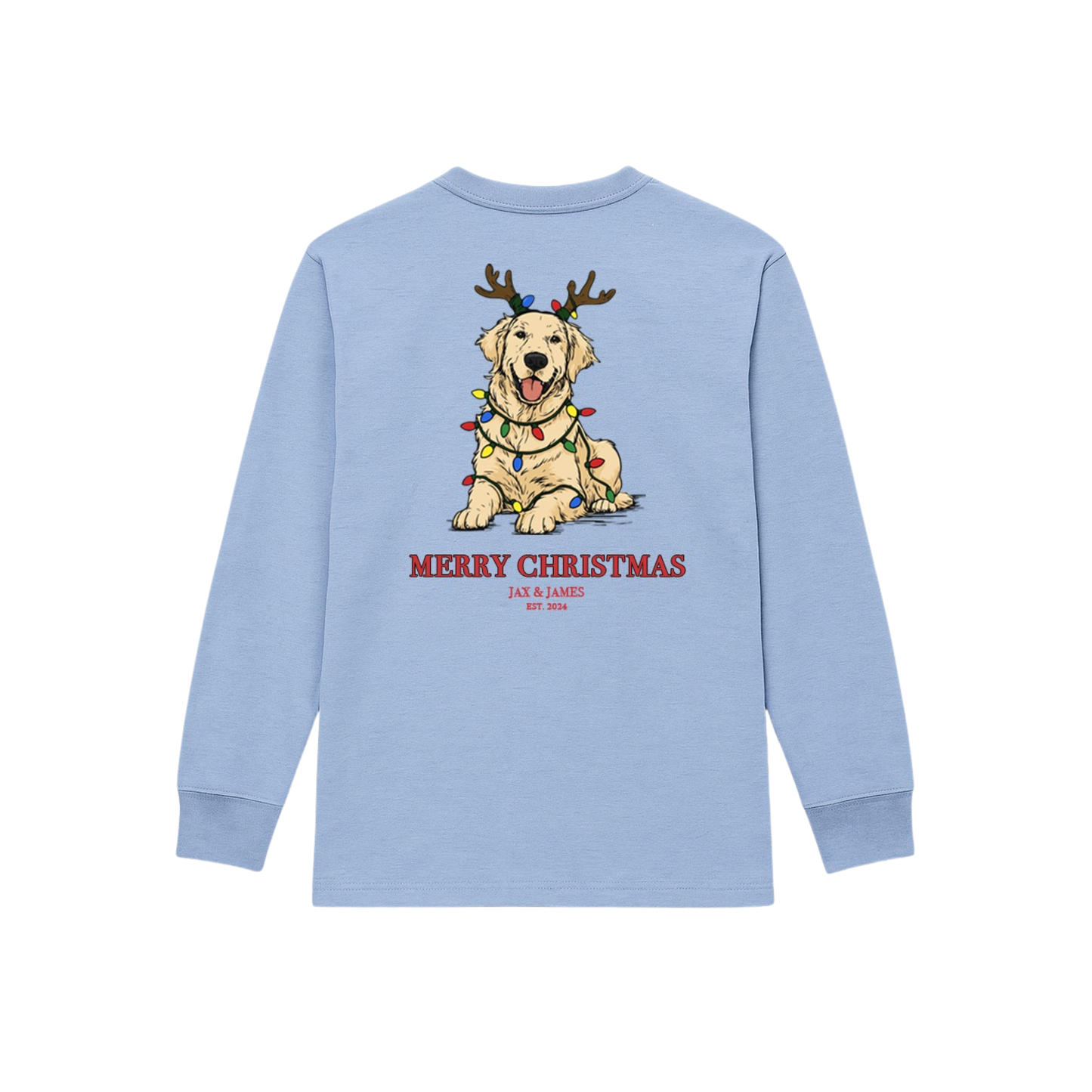 Christmas Golden Retriever Long Sleeve Grapic Tee