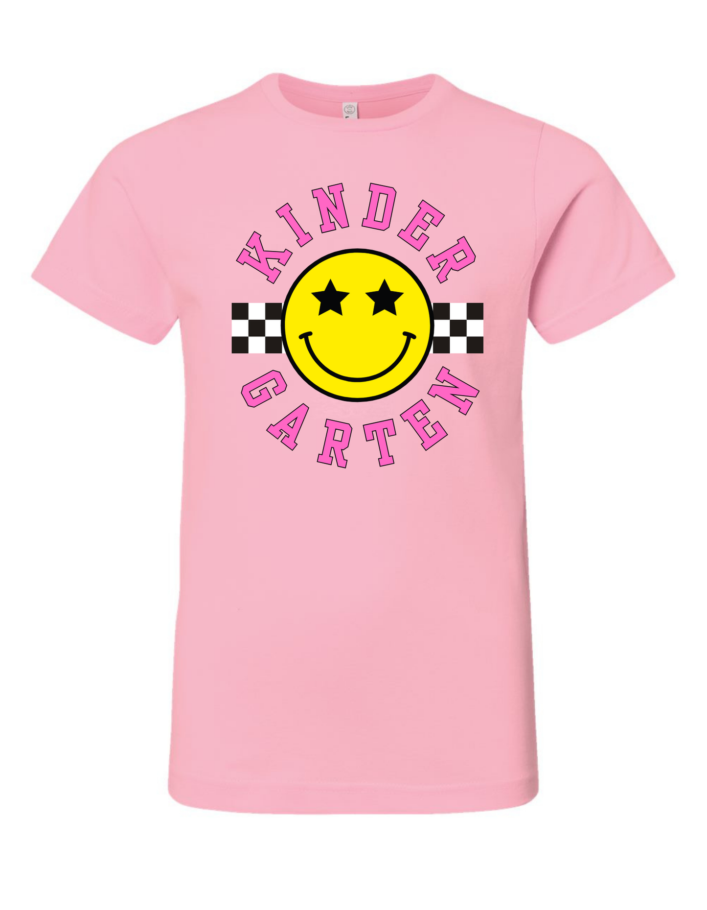 Pink Font Smiley Face Specialty Tee