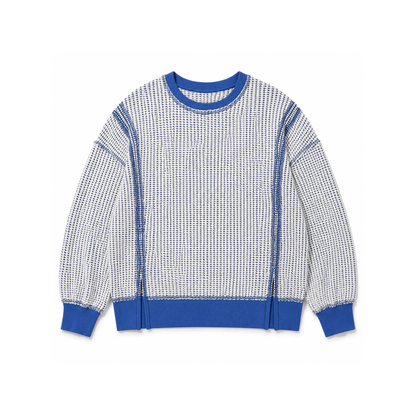 Waffle Knit Exposed Seam Pullover