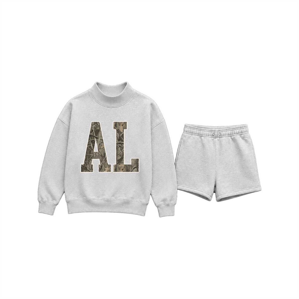 Custom Mockneck Sweatshirt Short Set | State Letters or Arch Design