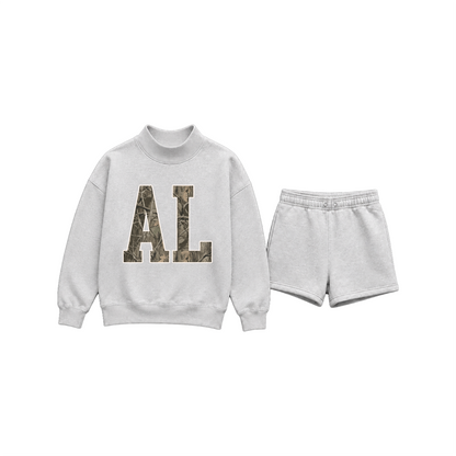 Custom Mockneck Sweatshirt Short Set | State Letters or Arch Design